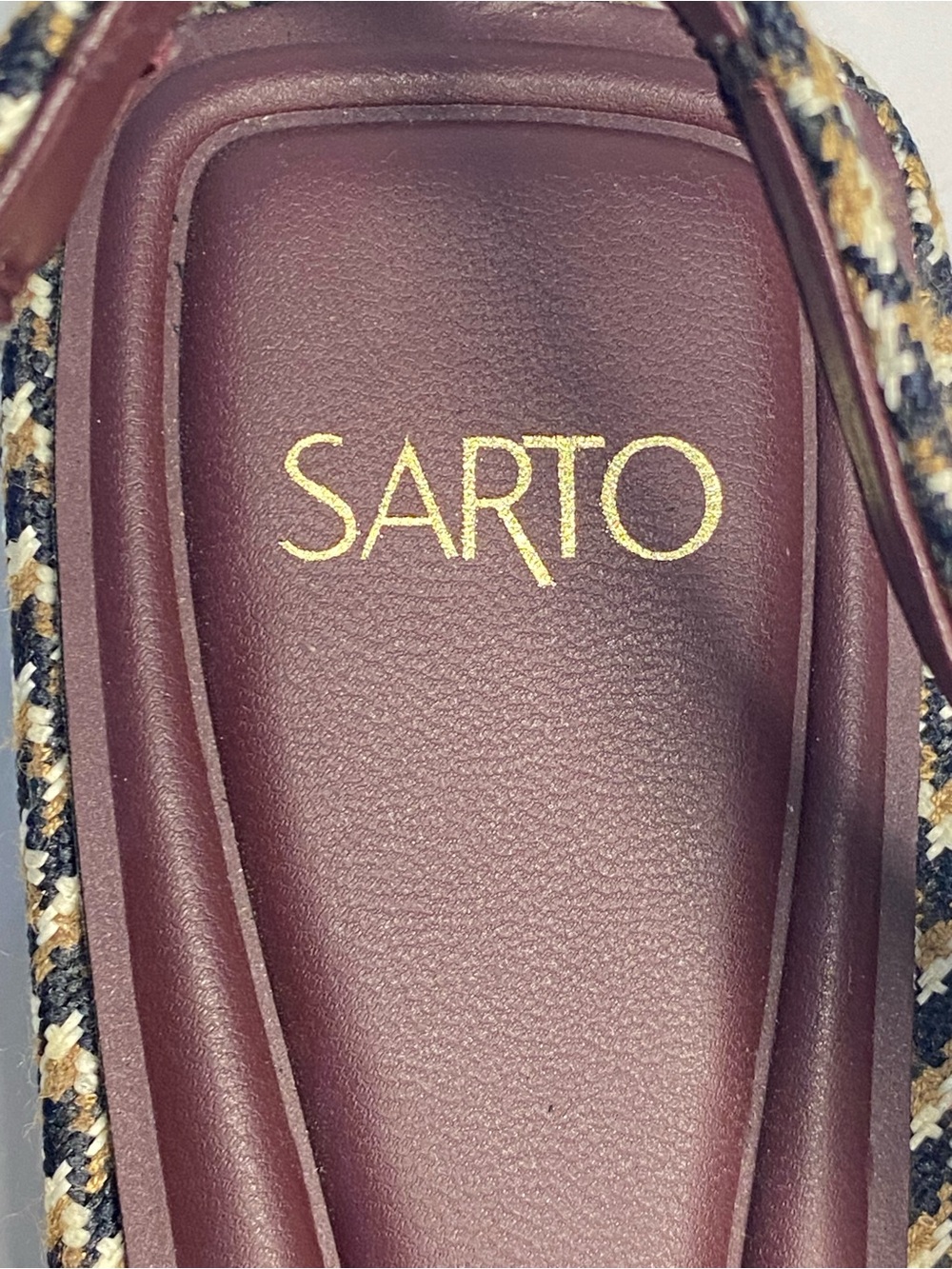 SARTO by Franco Sarto Houndstooth Tweed Slingback Flats Gold Buckle Size 8 - Picture 4 of 16
